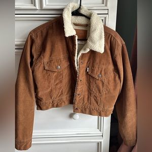 levi’s button up fur cropped jacket